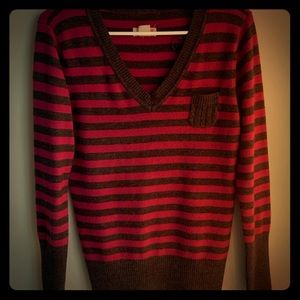 Route 66 purple and grey striped sweater